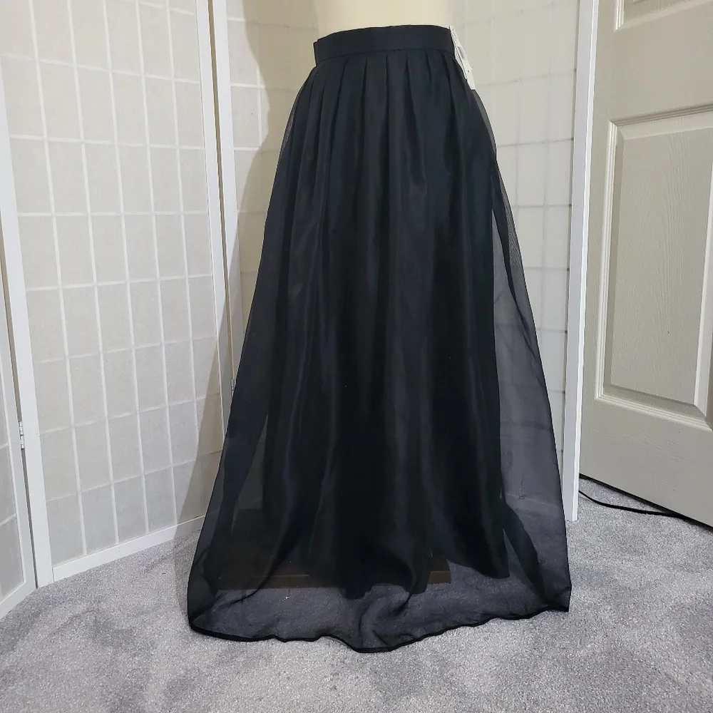 Vintage Silk Sheer Full Circle Skirt Black Formal New Sz 8 - Picture 2 of 3